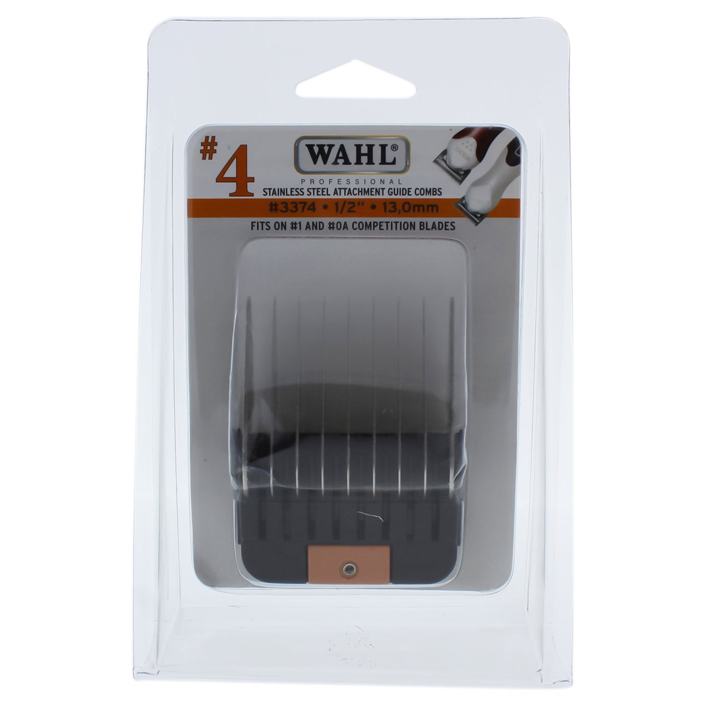 WAHL Professional Stainless Steel Attachment Comb - # 4 For Cuts 1/2 Black - 1 Pc Comb