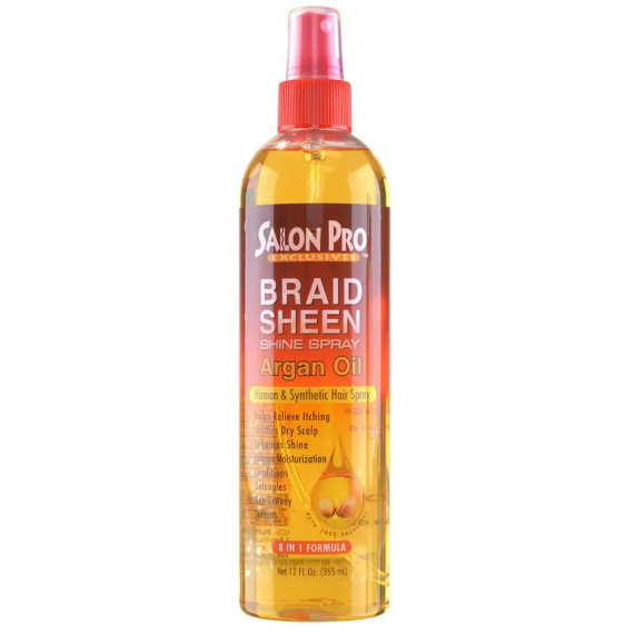 salon pro 8 in 1 formula braid sheen spray 12oz