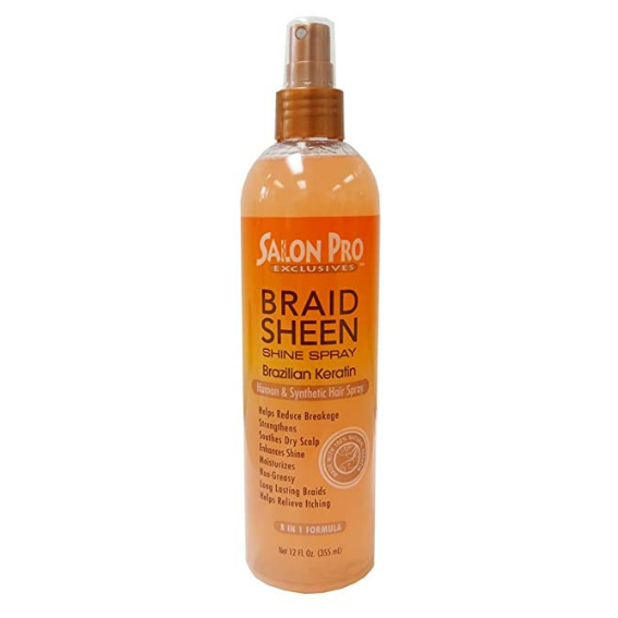 Salon Pro - 8 In 1 Formula Brazilian Keratin Braid Sheen Shine Spray 12Oz