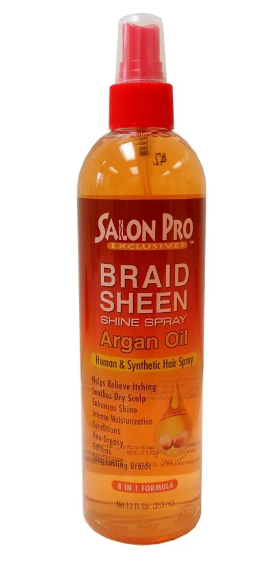 salon pro 8 in 1 formula braid sheen spray 12oz